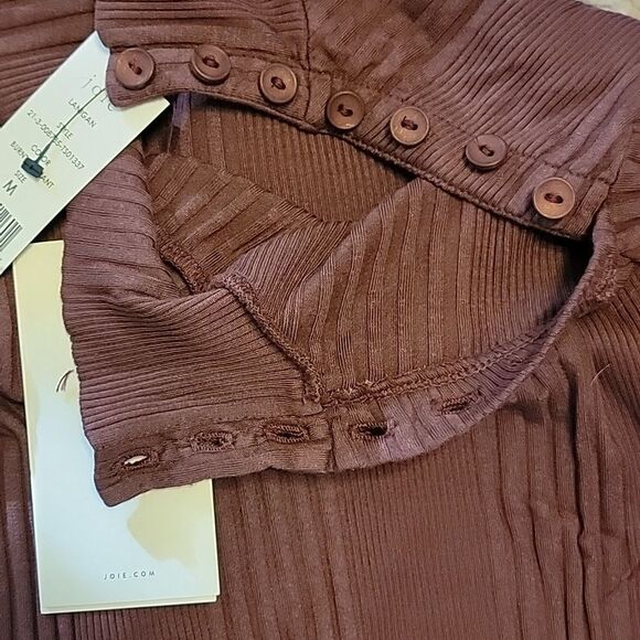 NWT Joie Lanigan Long Sleeve cotton top in Burnt Currant - Picture 11 of 15